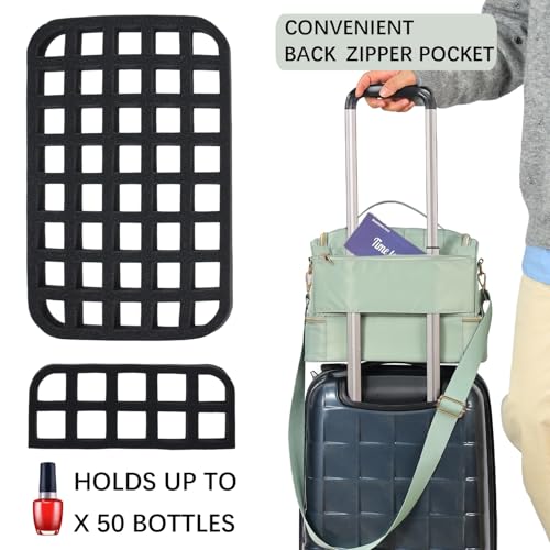 Nail Polish Organizer Case,Nail Storage Organizer Holds Nail Lamp & 50 Bottles Nail Polish,Travel Nail Tech Case,Waterproof Nail Kit Organizer Bag Fits Nail Supplies & Manicure Tools (Green)