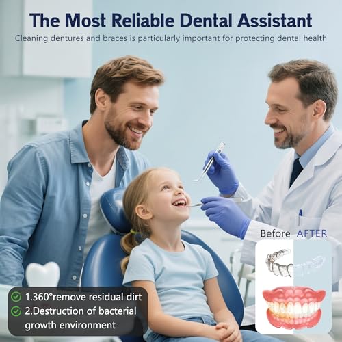 2025 upgraded 3-in-1 version Ultrasonic Retainer Cleaner Machine, degassing technology+ultrasonic+UV, with a 5-fold increase in cleaning efficiency for Dentures, Mouth Guards, Braces, Jewelry
