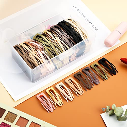 120 Snap Hair Clips - Double Grip Metal Barrettes with Plastic Box, 8 Colors for Women's Hair Styling and Salon Use
