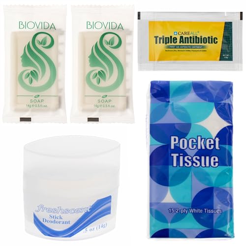 Moda West 24 Kits - Bulk Case of Wholesale Deluxe 15 Piece Toiletry Kit for Men, Women, Travel, Charity