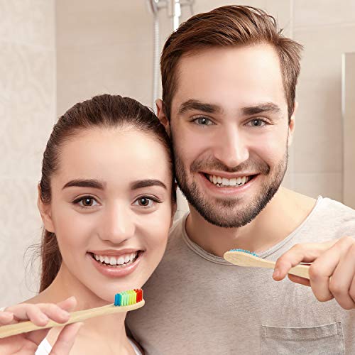 40 Pieces Bamboo Toothbrushes Charcoal Toothbrush Bamboo Toothbrushes with BPA-Free Nylon Bristles(Multi-Color)