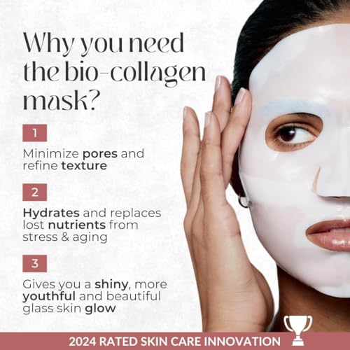 Bio Collagen Face Mask ? Hydrating & Anti-Aging Korean Collagen Sheet Masks, Deep Hydration, Smooths Fine Lines, Overnight Face Mask for Radiant Skin (16 pcs)