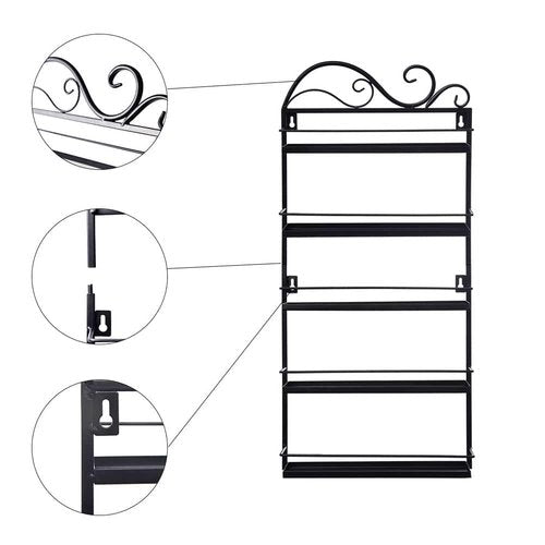 ERYTLLY Wall Mounted Nail Polish Rack, Rectangle Nail Storage Organizer, Salon Shelf Organizer (Black)
