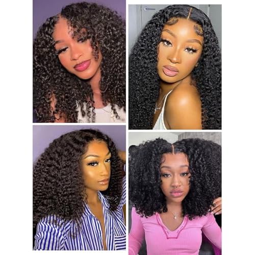 M-Cap Kinky Curly Wear and Go 9x6 Glueless Wigs Human Hair Pre Plucked Pre Cut Pre Bleached Tiny Knots HD Lace Front Wig Human Hair 180% Density Kinky Curly Glueless Wig 20 Inch
