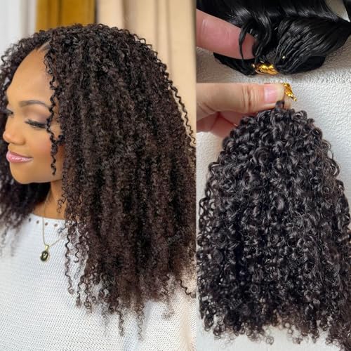 Knotless Pre Separated Human Hair Crochet Extensions for Braids Afro Kinky Curly Brazilian Virgin Feather Hair Bundles Boho Twist Braiding Hair for Black Women 18inch 120g