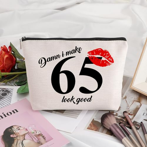 65th Birthday Gift for Women: Travel Makeup Bag - Cosmetic Bag for 65 Year Old Woman Turning 65