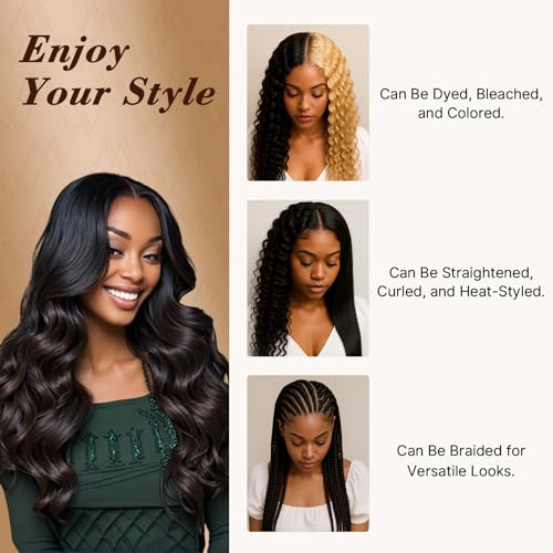 Wequeen 16A Body Wave Human Hair Bundles 22 Inch 100% Unprocessed Brazilian Virgin Hair Quick Weave Bundles Human Hair Extensions Real Human Hair, Natural Black