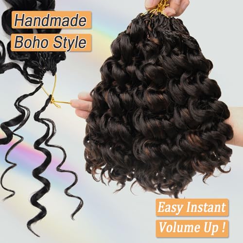 Short Crochet Hair Curly Highlight 4/30 Brown GoGo Curl Crochet Hair for Black Women Ocean Deep Water Wave Beach Curl Crochet Braids Soft Like Human Hair 7 Pack Natural Look Hair Extensions