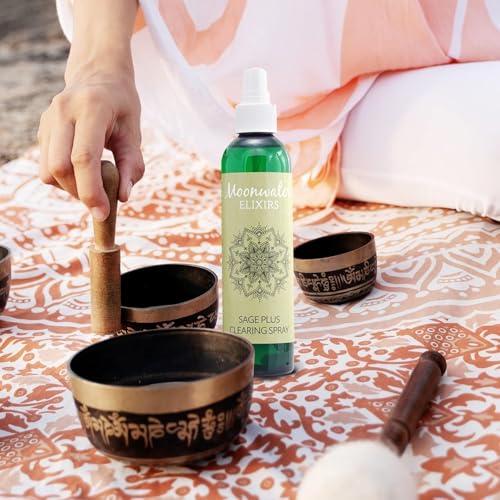 Moonwater Elixirs Smudge Spray Bundle - White Sage Smudge Spray and Sage Soap for Cleansing Negativity, Smokeless Smudging Kit to Support Positive Aura, and Cleansing Negative Energy-8oz