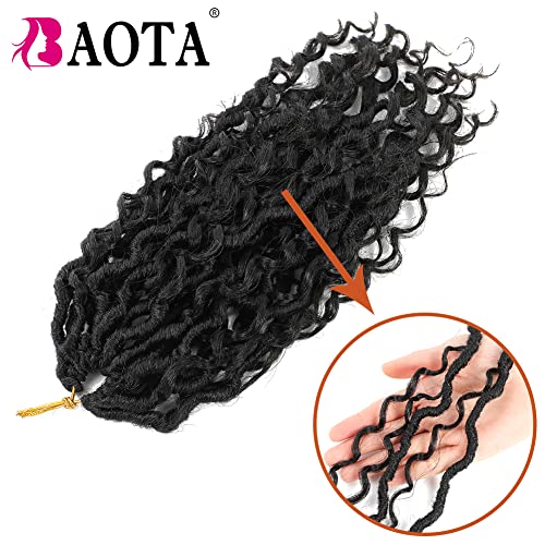 Goddess Locs Crochet Hair 10 Inch 7 Packs Faux Locs Crochet Hair for Women Pre Looped Crochet Hair with Curly Ends River Locs Soft Locs Crochet Hair Extensions (1B#)