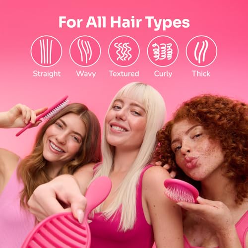 Wet Brush Mini Detangler Hair Brush, Cream (Iridescence Icon), Detangling Travel Hairbrush, Ultra-Soft IntelliFlex Bristles Glide Through Tangles with Ease, Pain-Free, All Hair Types, Limited Edition