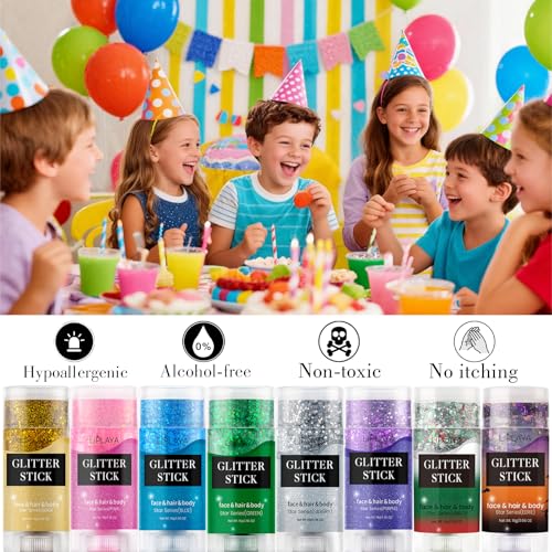 Face and Body Glitter Stick,Holographic Sparkling Neon Outfit Singer Concert Music Rave Festival Party Accessories Glitter Gel. (Gold)