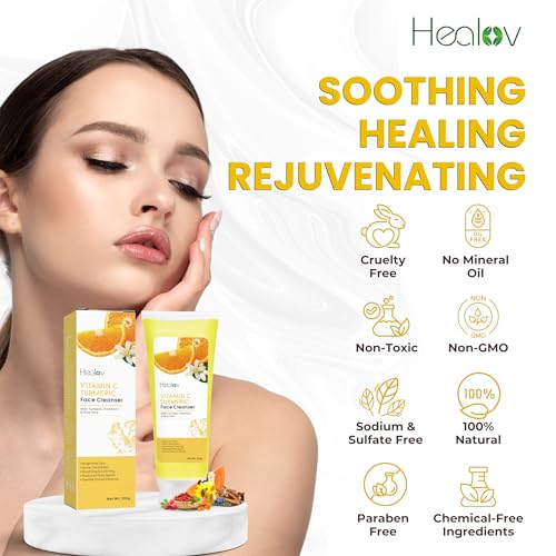 Turmeric Face Wash ? Skin Brightening Liquid Soap for Discoloration ? Natural Anti Aging Exfoliating Facial Cleanser for Spots, Acne, Sun Damage ? Turmeric Soap Skincare