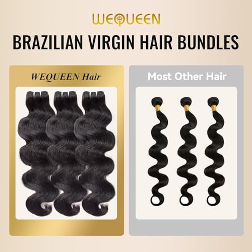 WEQUEEN Body Wave Bundles Human Hair Bundles 16A Brazilian Virgin Hair 20 22 24 In Thick Weave Natural Black