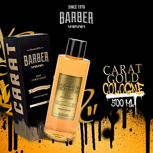 Marmara Barber Cologne - Best Choice of Modern Barbers and Traditional Shaving Fans Limited Edition Glass Bottle in Gift Box (500 ml, Gold Limited Edition)