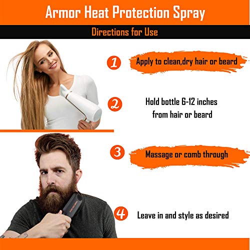 Tame the Wild Beard Straightener with Heat Protectant - Argan Oil, Keratin & Aloe Fortified Spray for Men's Hair & Beard - Large 8.5 Fl Oz Bottle