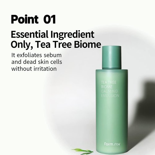 FARMSTAY TeaTree Biome Calming Toner,Pure Moisturizing Daily Face Toner for Sensitive Skin with CICA Exfoliating Without Redness, Deep Hydration,Korean Skincare,for Men&Women,Teenagers 6.76 Fl.Oz