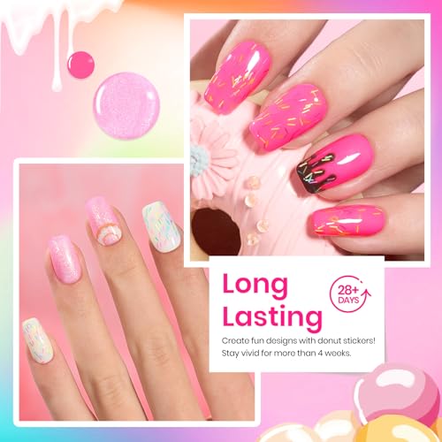 Beetles Gel Nail Polish Set, Orange Yellow Pink Turquoise Green Glitter Soak Off UV LED Gel Polish Summer Ice Cream Theme for DIY & Professional Manicure