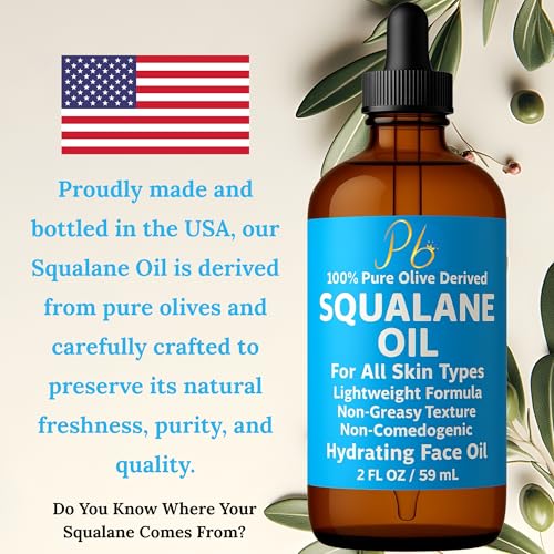 Squalane Oil ? 100% Plant-Derived, Lightweight & Fast-Absorbing, Squalane Oil for Face, Anti-Aging, Dry Skin, Hair & Body | Non-Greasy, Non-Comedogenic Moisturizer | 2 fl oz