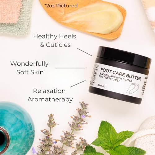 Ora's Amazing Herbal Foot Care Butter, Heel Balm, Foot Balm, Repair Cream for Dry Cracked Heels & Feet, Lavender, Tea Tree & Peppermint, 100% Recycled Plastic Jar, 2 oz