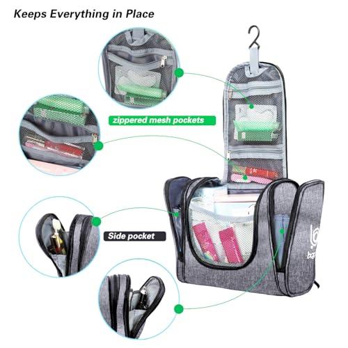 Bago Travel Toiletry Bag for Women and Men X-Large Waterproof Hanging Large Toiletry Bag for Bathroom and Travel Bag for Toiletries Organizer -Travel Makeup Bag (SnowGray)