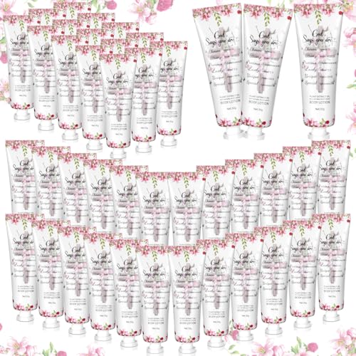 48 Pcs Christian Body Lotions Bulk Gifts for Women Breast Cancer Awareness Gifts Inspirational Bible Verse Lotion Mini Travel Christian Religious Hand Cream for Appreciation Women Teacher Mom
