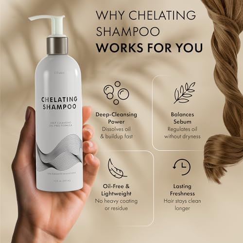 Chelating Shampoo ? For Oily Hair & Oily Scalp -Deep Cleansing Clarifying Shampoo- Removes Hard Water Buildup, Chlorine & Residue-Nourishes-No Silicones, No Parabens, Fresh Volume. 12 Fl Oz ( 355 ML)