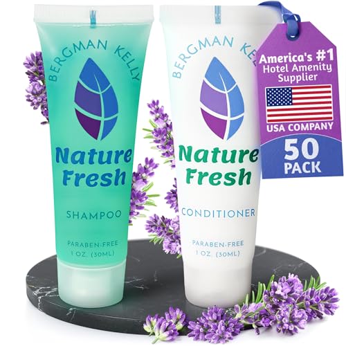 Bergman Kelly - Travel Shampoo and Conditioner Set - 1 fl oz, 100 Pieces, Nature Fresh - Delight Your Guests with Refreshing & Soothing Hotel Toiletries and Guest Hospitality in Bulk