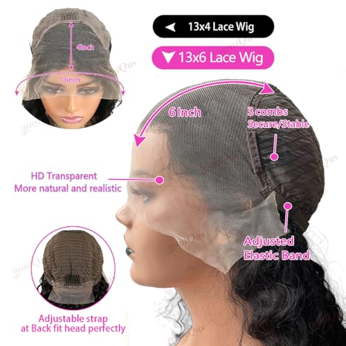 Deep Wave Lace Front Wigs Human Hair 180% Density 13x6 HD Lace Front Human Hair Wigs Deep Curly Frontal Wigs Pre Plucked with Baby Hair 28 Inch