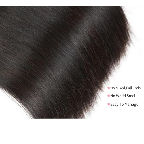 Straight Bundles Human Hair, 22 24 26 Inch Bundles Straight Hair Brazilian 12A Double Weft Hair Extensions for Black Women 100% Unprocessed Virgin Human Natural Black