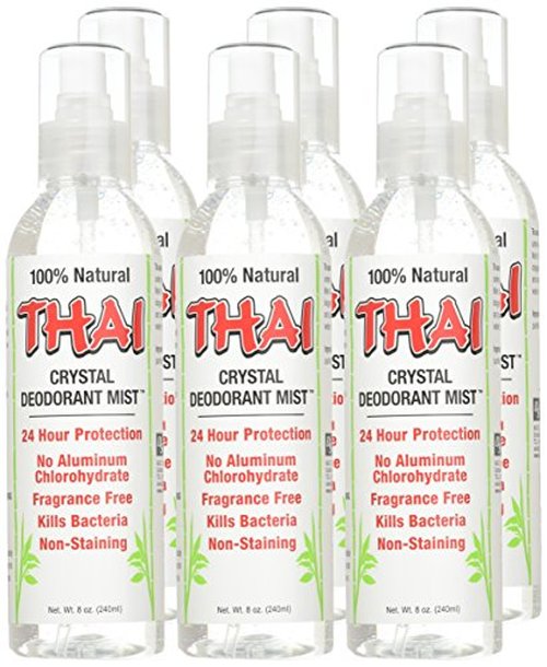 Thai Deodorant Stone Crystal Deodorant Mist, 8 Oz (Pack of 6)