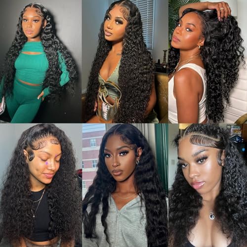 Deep Wave Lace Front Wigs Human Hair 200% Density Wet and Wavy Human Hair Wig 13x6 HD Lace Front Wigs Human Hair Pre Plucked Deep Wave Human Hair Wig for Women(20 Inch)