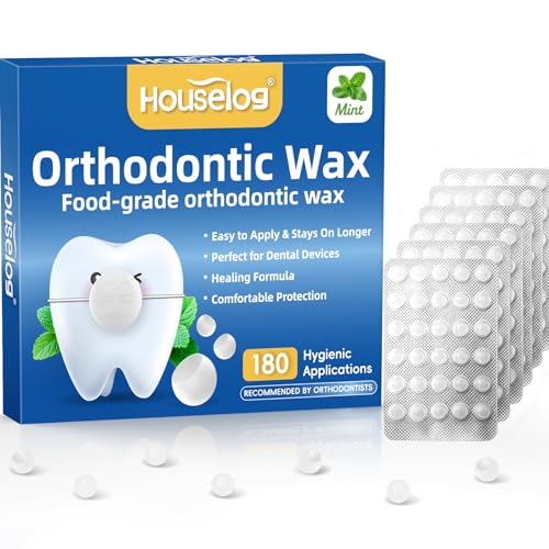 Orthodontic Wax for Braces - 180 Dental Wax Dots, Hygienic Individual Wraps, Brace Wax for Brackets (Mint)