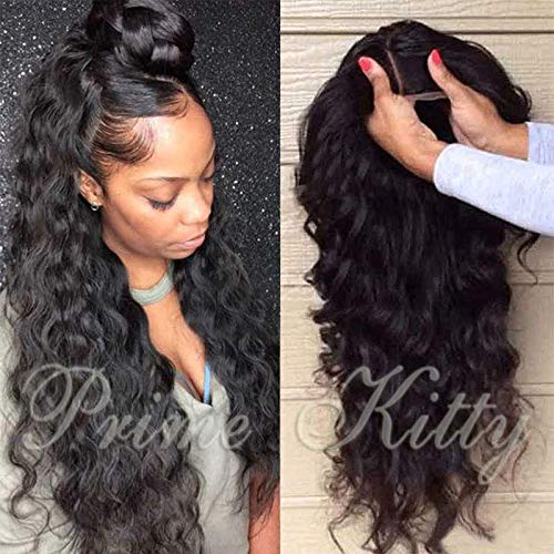 Human Hair Wigs for Black Women 180% Density Body Wave Brazilian Virgin Human Hair Lace Front Wigs with Baby Hair Glueless Lace Front Wig Loose Curly Wigs 12" 1B Human Hair Wigs