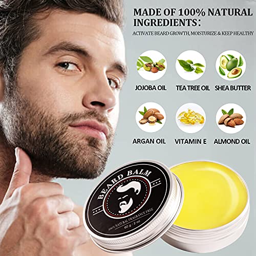 Fathers Day Dad Gifts, Beard Kit for Men, Beard Growth and Grooming Kit w/Beard Oil Beard Balm Beard Brush Beard Comb Beard Scissors, Birthday Gifts for Men Husband Him Grandpa Boyfriend Son Brother
