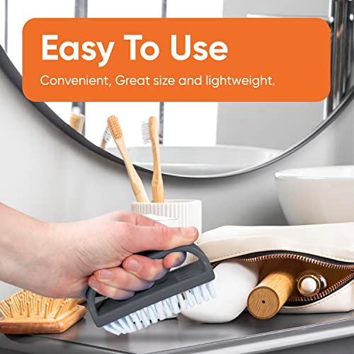 Superio Stiff Nail Brush with Handle 3 Pack Fingernail Scrub Cleaning Brushes for Toes and Nails, All-Purpose Cleaning Brush for Home, Kitchen, Work
