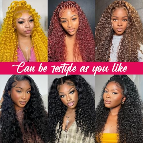 28 Inch 13x6 Deep Wave Lace Front Wigs Human Hair 180% Density HD Lace Front Wigs Human Hair Pre Plucked Natural Color Glueless Wig 100% Virgin Lace Front Wigs for Women