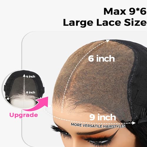 ISEE M-Cap Kinky Curly Wear Go Glueless Wigs Human Hair Pre Plucked Pre Cut Bleached Knots 9x6 HD Lace Glueless Human Hair Wigs For Women (Highlight Ombre, 16 Inch)