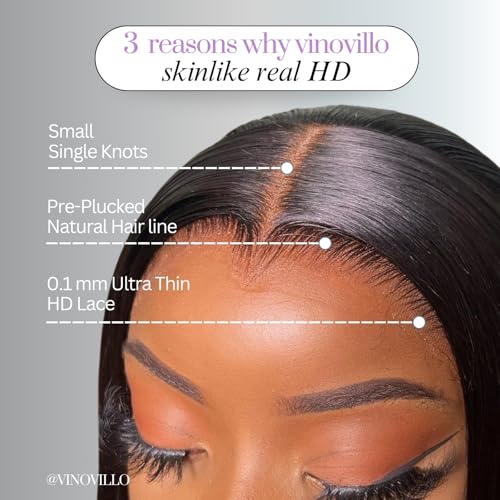 13x6 Skinlike Real HD Lace Frontal Only Straight Ultra Thin Invisible Lace Virgin Human Hair Front Pre Plucked Natural Hairline Sew In Frontal Closure Piece 16 Inch Natural Black