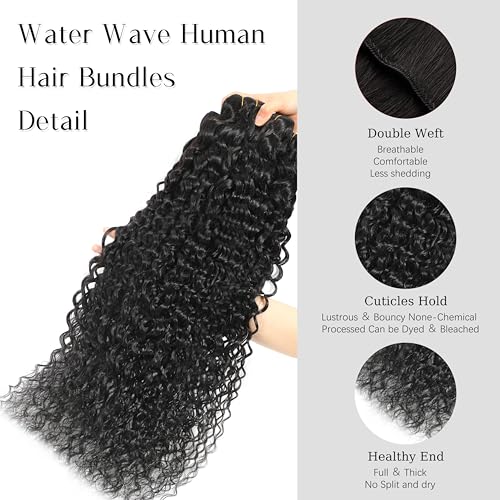 Water Wave Human Hair Bundle 26 Inch 12A Double Silky Soft Weft Curly Bundles Wet And Wavy Braidable Brazilian Hair For Women As Extensions