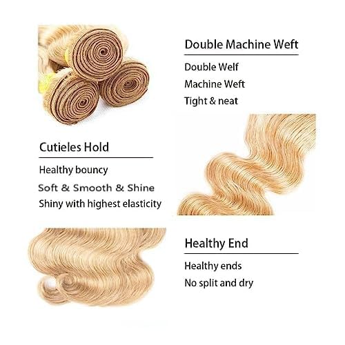 34 34 34 Inch P27/613 Bundle 613 Body Wave Human Hair Bundles Two Tone Highlight Blonde Body Wave Bundles Human Hair Honey Blonde Bundle