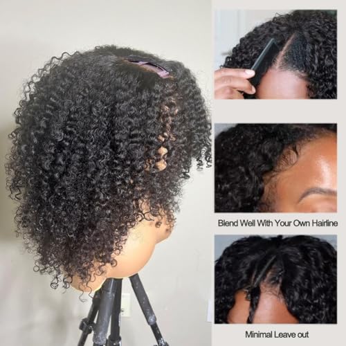 Afro Kinky Curly V Part Wig Human Hair Brazilian Virgin Upgrade U Part Wigs Glueless Afro Curly 180 Density Vpart Wig No Leave Out For Black Women 22Inch
