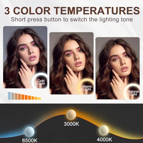 Hasipu LED Makeup Mirror with Bluetooth Speaker, 11" x 14" Hollywood Vanity Mirror with Lights, Rounded Rectangle White Frame, 3 Modes Light, Smart Touch Control Dimmable, 360¡ÆRotation