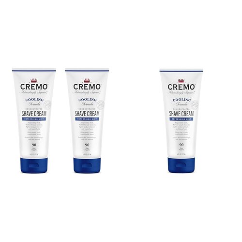 Cremo Barber Grade Cooling Shave Cream Bundle, 2 Pack 6 Fl Oz Ultra-Slick Shaving Cream Fights Nicks, Cuts and Razor Burn, WHITE