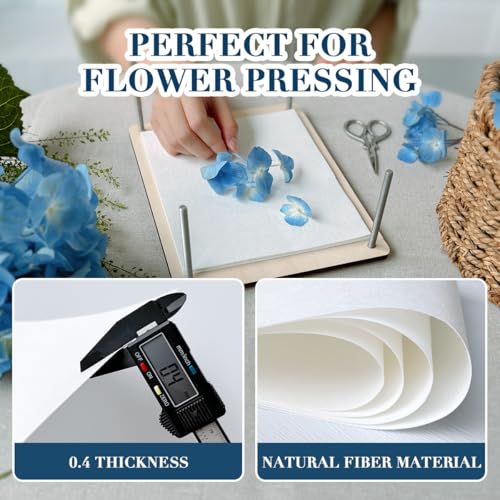 20 Sheets A4 Size Blotting Paper for Flower Press, Large Blotter Paper for Flower Press, Herbarium Paper Craft, Flower Press Paper, Working with Flower Pressing Kit for Adults (20), 20 white