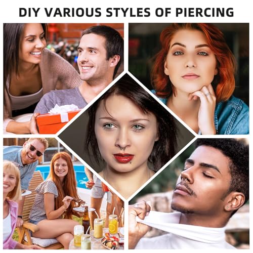 80PCS Nose Piercing Kit: Stainless Steel Body Piercing Jewelry with 12G, 14G, 16G, 20G Needles for Ear, Nose, Lip, Eyebrow