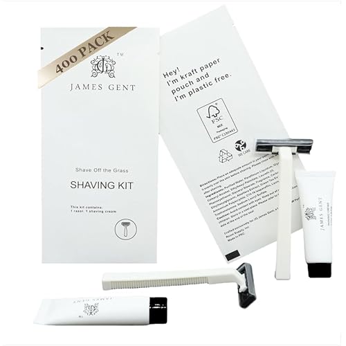 Paper Wrapped Eco Packaging Disposable Shave Kit Pack of 400 Shaving Razor and 400PCS Single Use Bulk Shaving Cream Travel Size Hotel Supplies and Toiletries for Guests