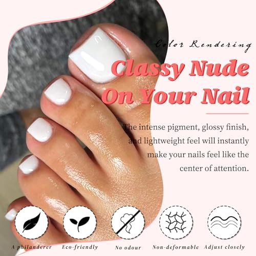 LuckForever 168pc Press on Toenails Women Fake Toe Nails with Glue Tabs, White Fake Toenails Press on Nails Short Square Acrylic Toe Nail Tips Glue on Toenails False Artificial Toe Nails Press ons