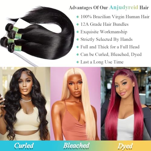Straight Hair Bundles 13A Brazilian Virgin Human Hair Bundles Straight 26 28 30Inch 100% Unprocessed Virgin Human Hair Natural Black