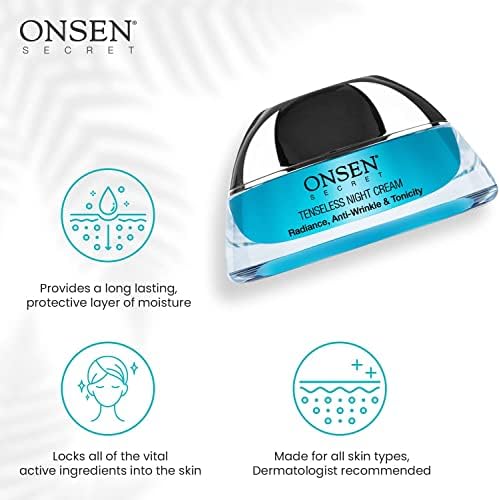 Onsen Secret Wrinkle Repair Tenseless Night Face Cream - Dermatologist Recommended Anti-Wrinkle, Radiance and Tonicity Cream - Anti Aging Ultra Boost Facial Cream for Dry Skin & Age Spots 50ml